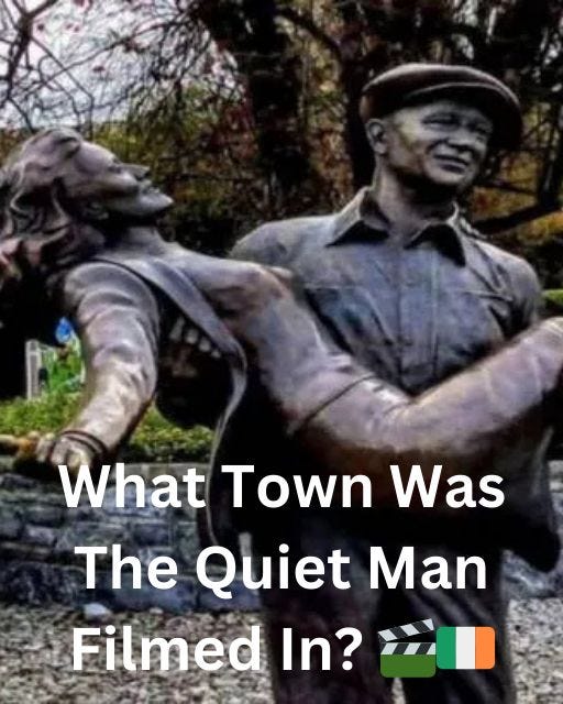 May be an image of 1 person, monument and text that says "What Town Was The Quiet Man Filmed In? "I"