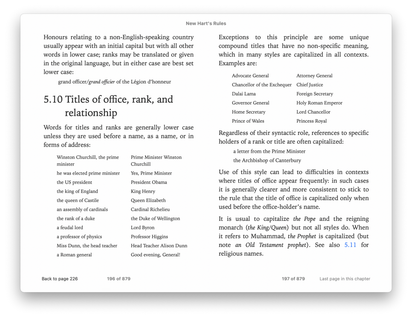 A screen shot from New Hart’s rules on titles of office, rank and relationship.