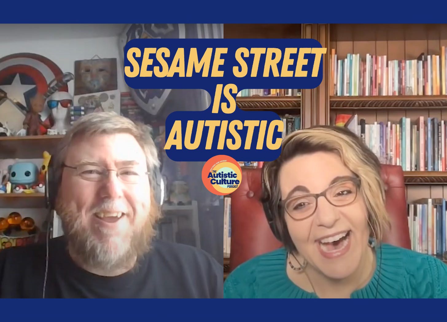 Matt Lowry and Angela Lauria are recording a podcast episode. Listen to Autistic podcast hosts discuss: Sesame Street Is Autistic. Autism podcast | Sesame Street embraces diversity by design. Did they get it right with Julia? Matt and Angela discuss the show's Autistic origins and the newest "Autistic" character.