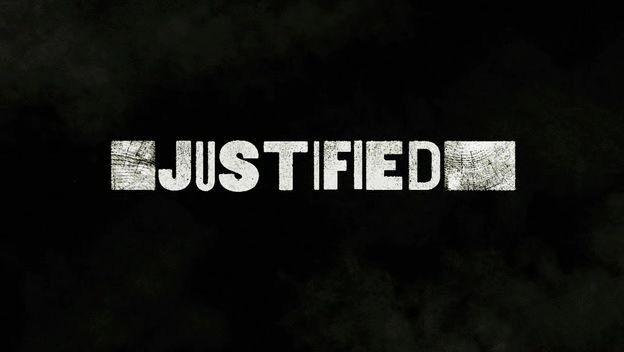 The logo for the American crime drama Justified, stylized white text on a black background