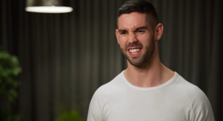 Ryan's reaction to Jacqui's comments about her ex partner during MAFS Episode 7.