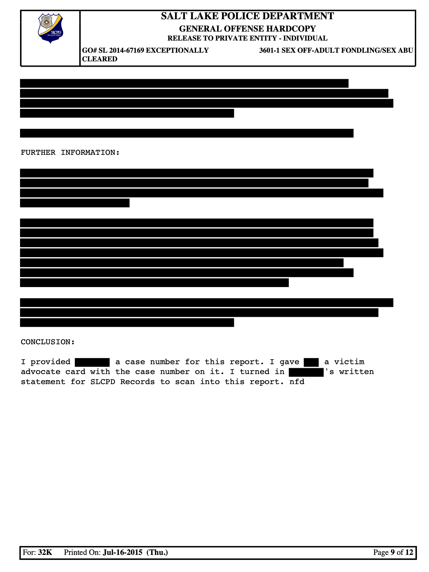 further information: all redacted