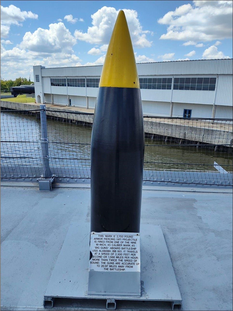 Mark 8 armor piercing projectile from the USS Alabama.