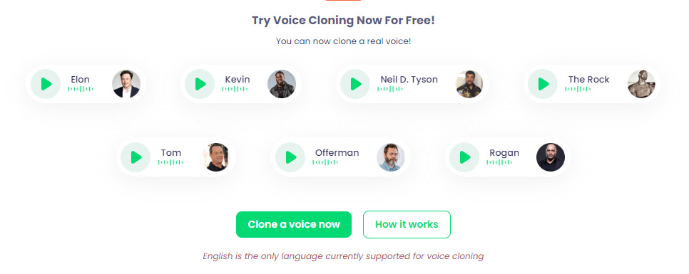 Screenshot of voice cloning in Play.ht