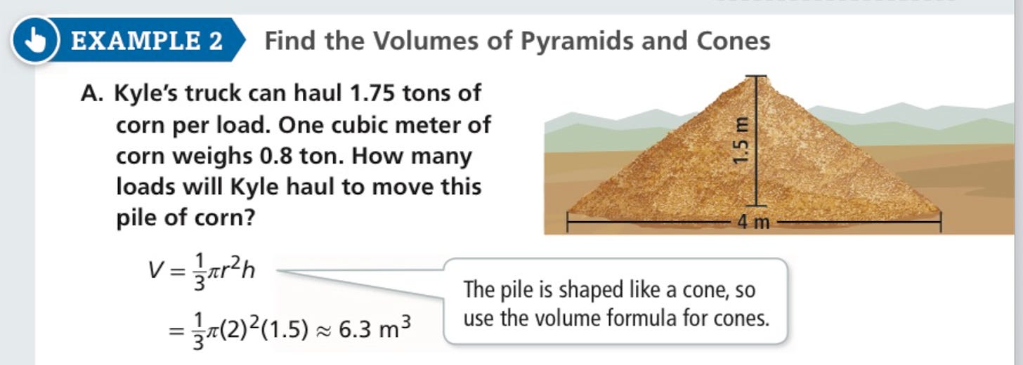 A word problem involving the volume of cones.