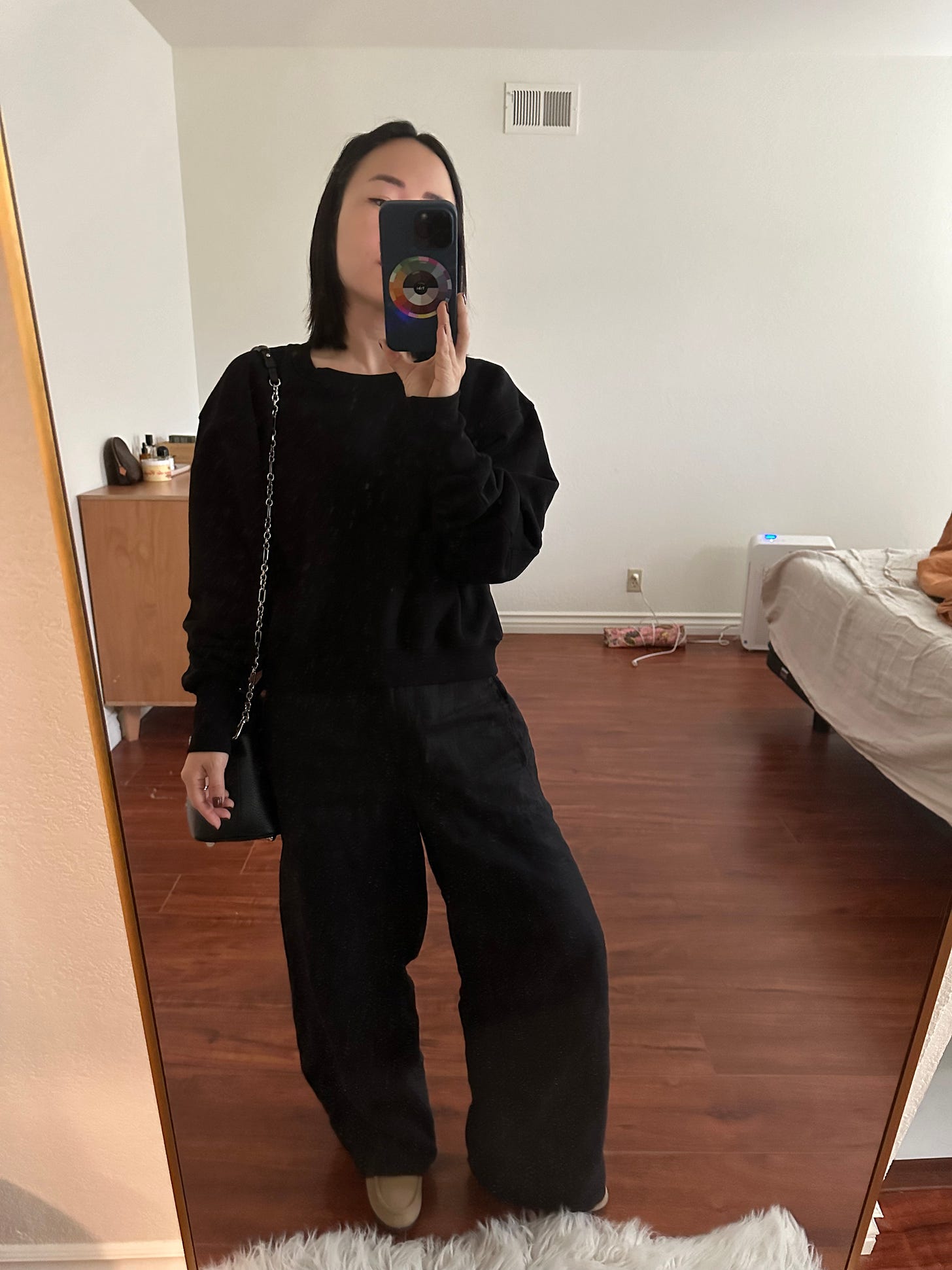 monochrome black outfit