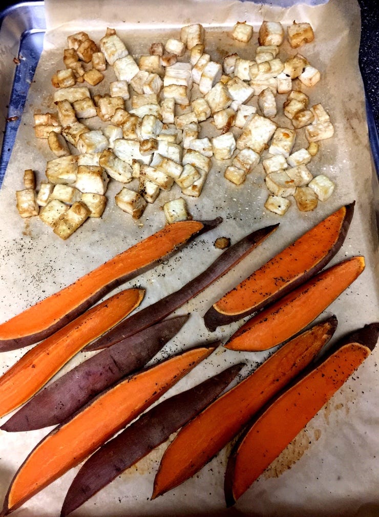 Sheet-Pan Crisp Tofu and Sweet Potatoes from Times Cooking