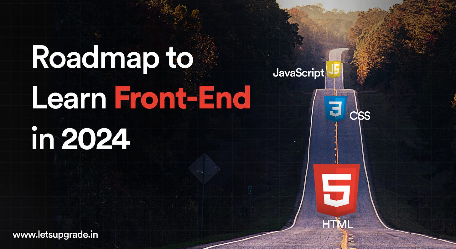 Letsupgrade blog telling roadmap to learn front end in 2024 examples like html, java, css