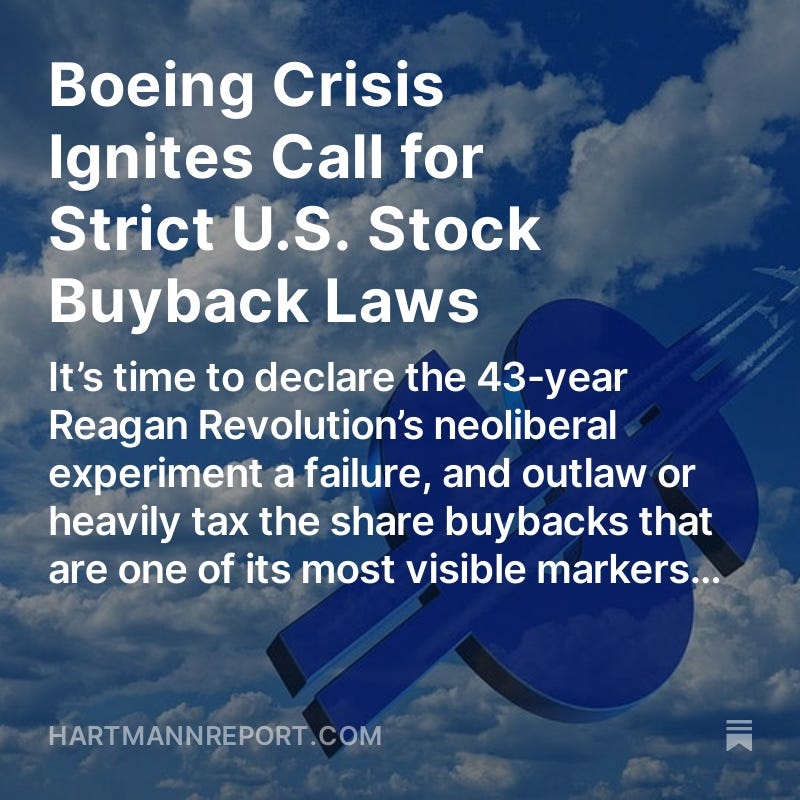Boeing Crisis Ignites Call for Strict U.S. Stock Buyback Laws