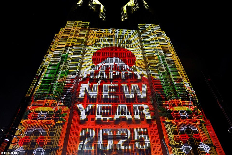 TOKYO: Projections light up the Tokyo Metropolitan Government building to bring in the new year