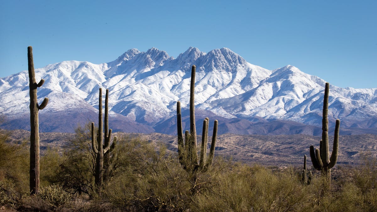 See the snow on the Four Peaks in Arizona's Mazatzal Mountains