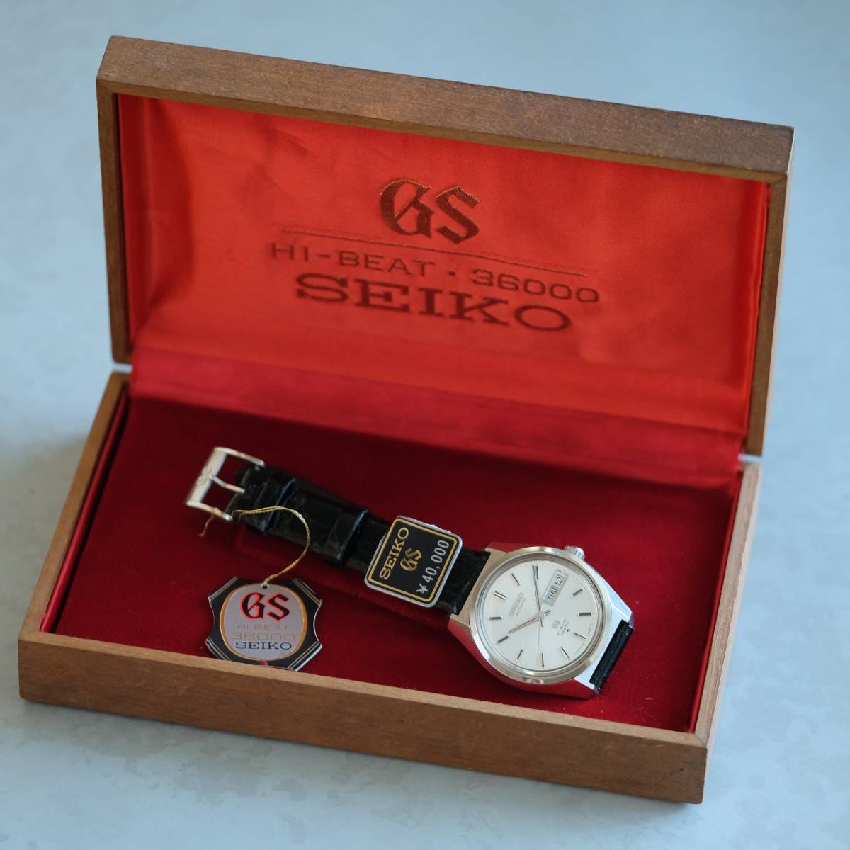 極上美品 デッドストック Grand Seiko 61GS グランドセイコー 6146-8000 SS 自動巻き タグ・GS尾錠・箱付 デイデート アンティーク時計