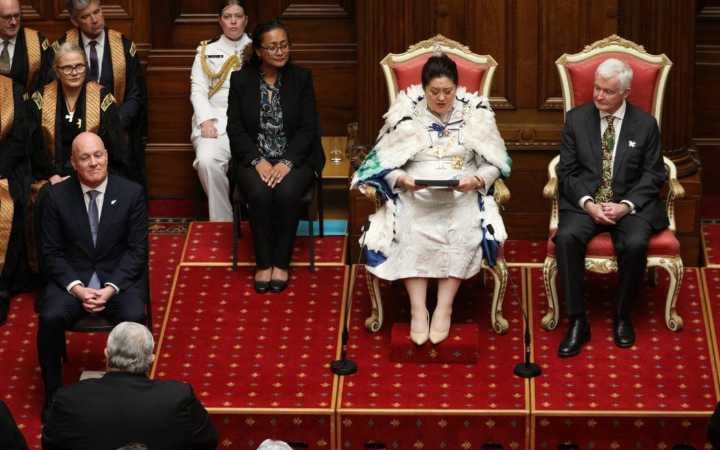 Prime Minister Christopher Luxon listens to the Speech from the Throne.