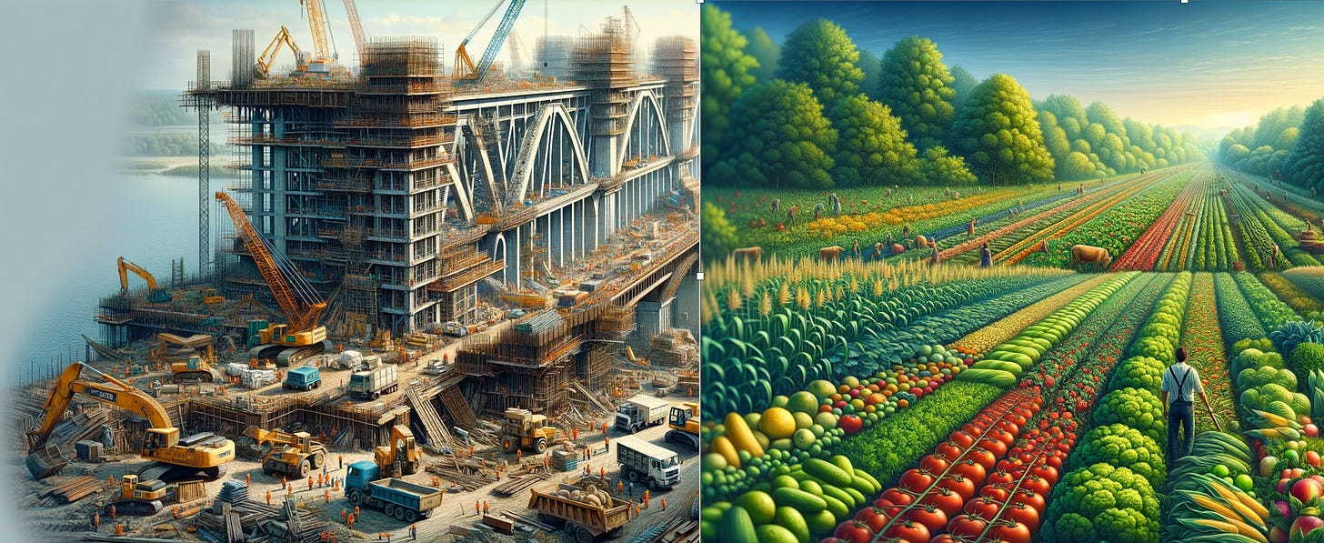 A bridge vs farm, one can be used only when it’s completely ready while the other you harvest what’s ripe