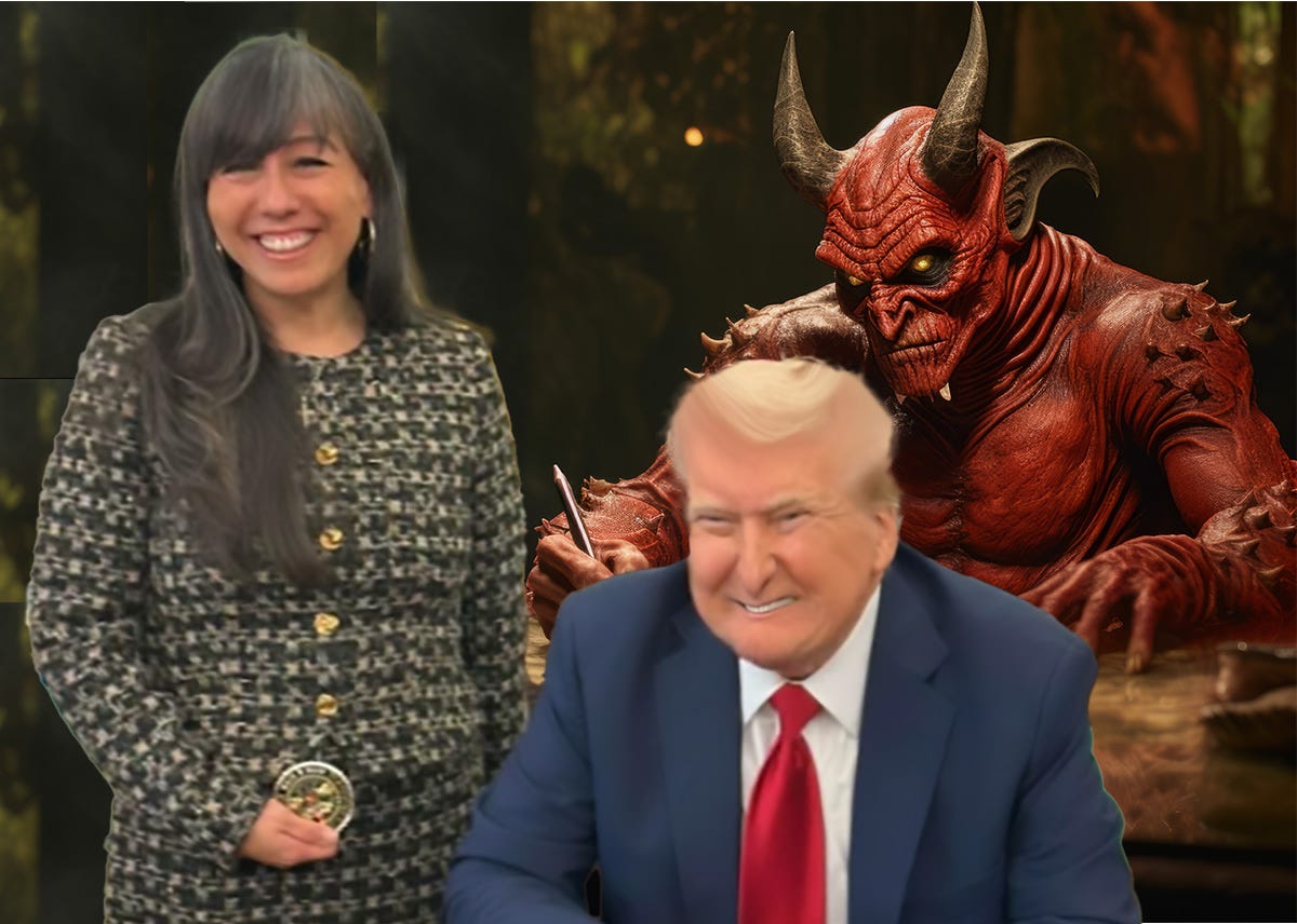 Jennifer Korn with the mad king, overseen by their Dark Lord, who is taking notes Jennifer Korn with the mad king, overseen by their Dark Lord, who is taking notes