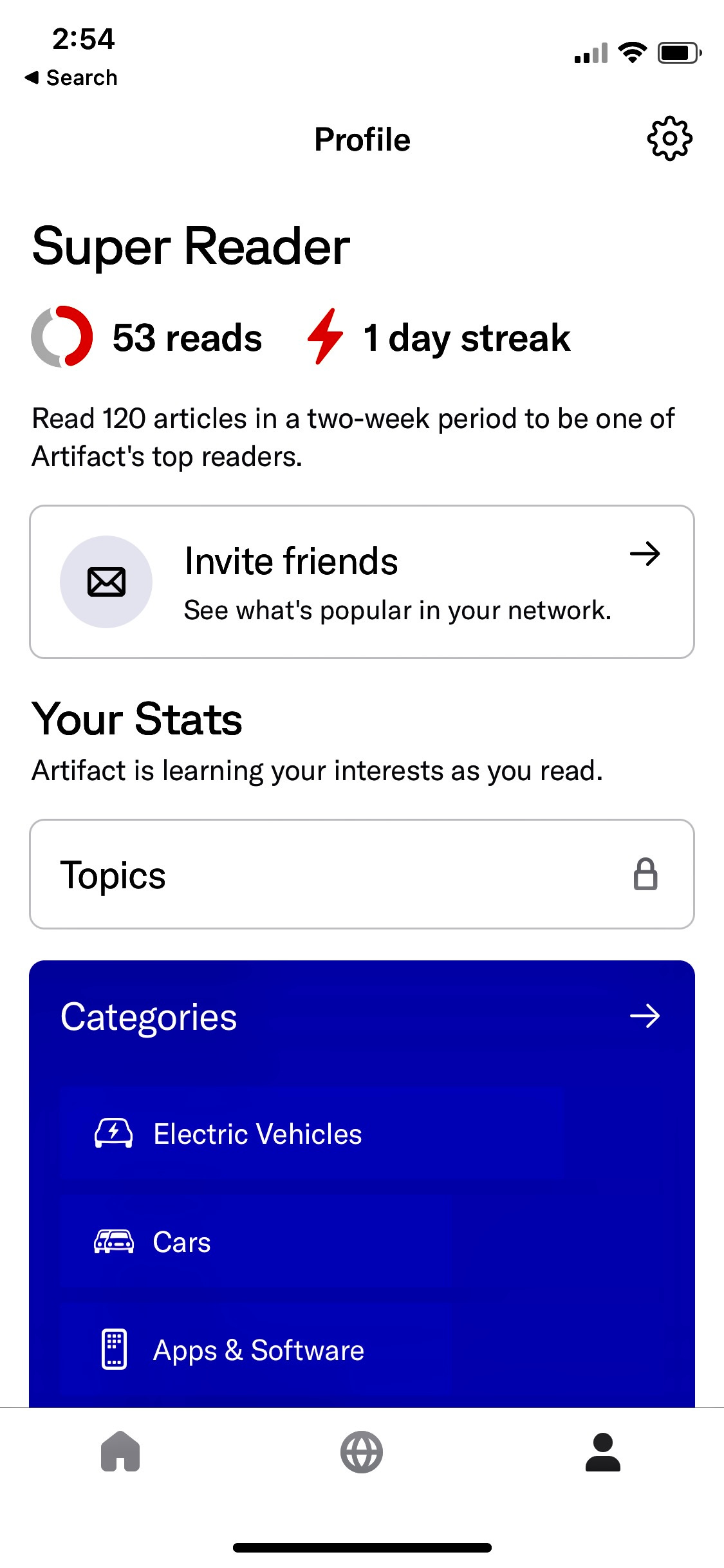 An image of the Artifact app from an iPhone