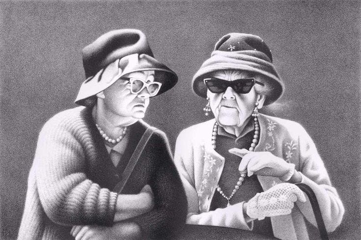 Roger Medearis - The Secret (Two nicely dressed elderly ladies share the  latest juicy gossip)