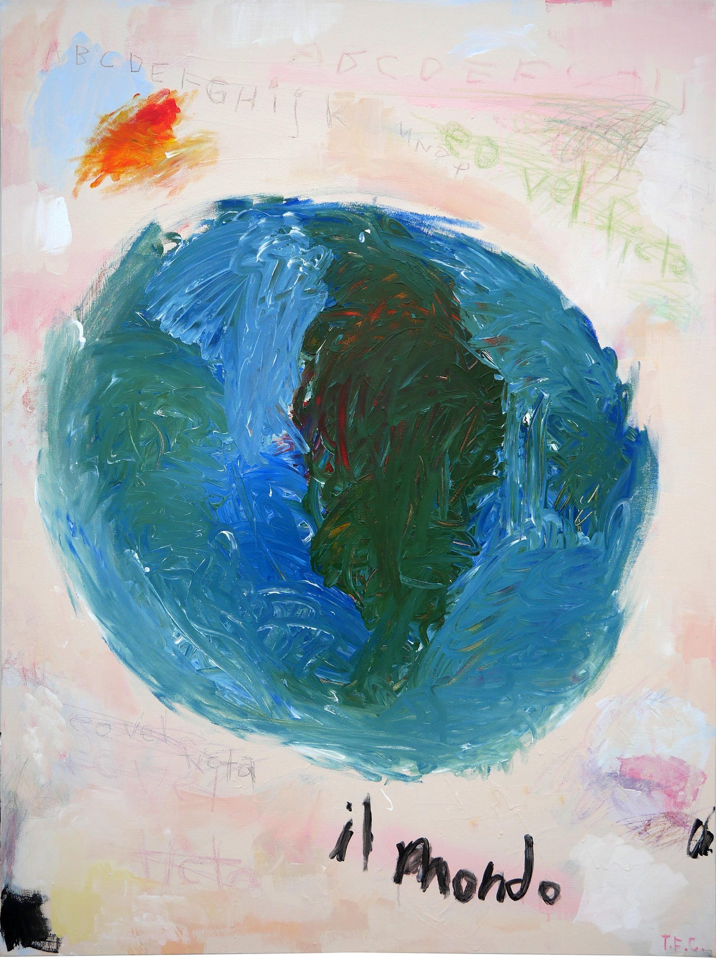 Tyler Casey Landscape Painting - "Il Mondo" Contemporary Abstract Pop Art Painting of the Earth from Space