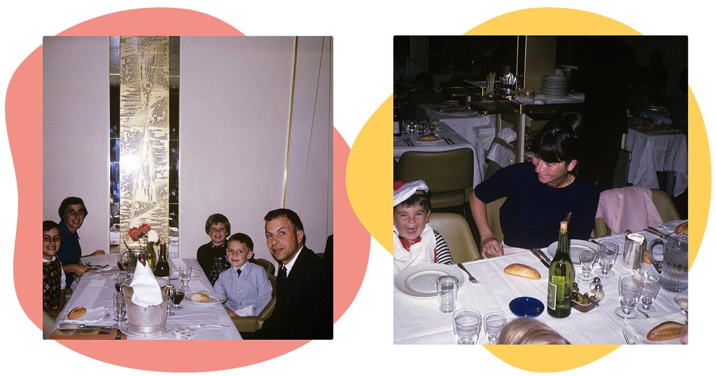 Photos of Brauer family and their dining companions