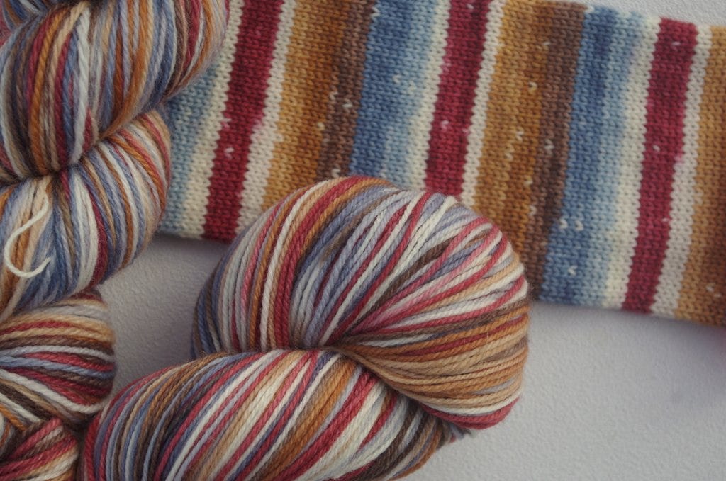 red and blue yarn