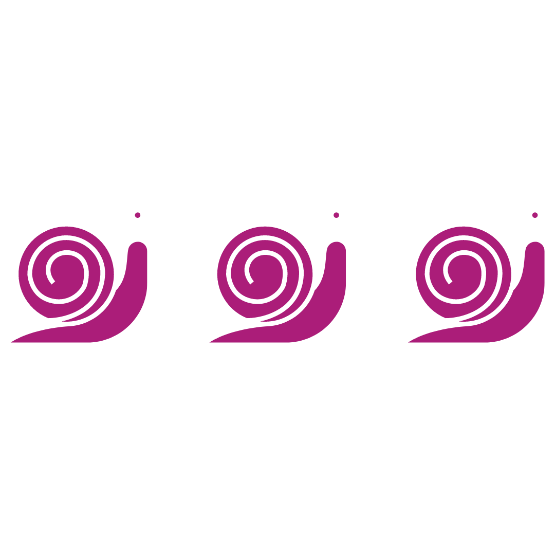A graphic of 3 purple snails