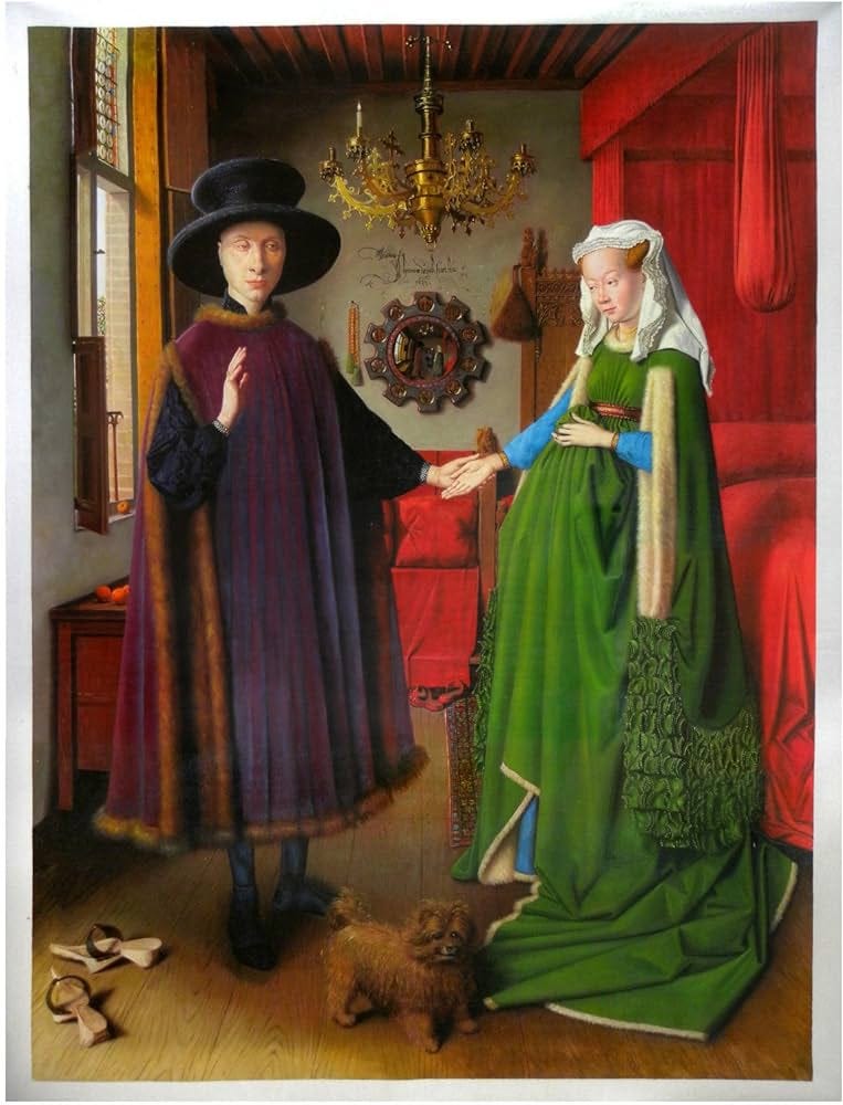 Various Artists The Arnolfini Portrait - Jan Van Eyck Hand-Painted Oil  Painting Reproduction,Arnolfini Wedding,Arnolfini Marriage,Giovanni  Arnolfini and his Wife (48 x 35.1 in.) : Amazon.ca: Home