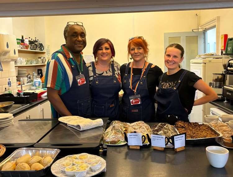 Tyrone volunteered at The Hub at Canterbury Baptist Church. He is pictured with fellow volunteers. Picture: Jane Lamb