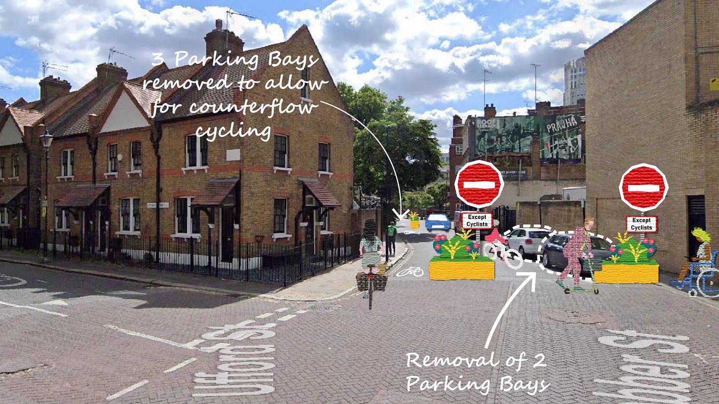No entry proposal in Webber Street, at the junction with Ufford Street