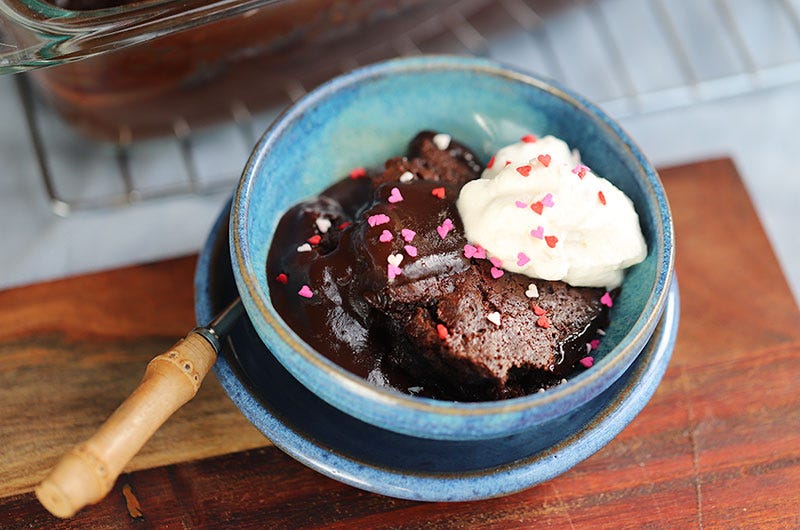 Double Chocolate Brownie Pudding Cake, Abby Dodge, Cook the Vineyard