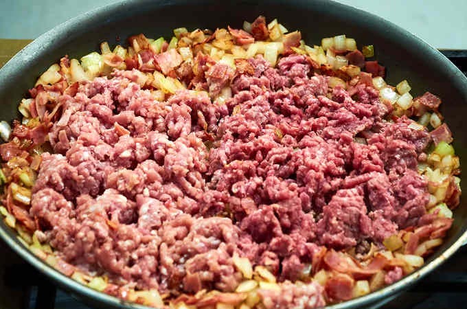 chopped ingredients in pan