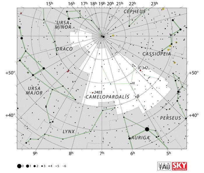Camelopardalis constellation,camelopardalis star map,Camelopardalis star chart