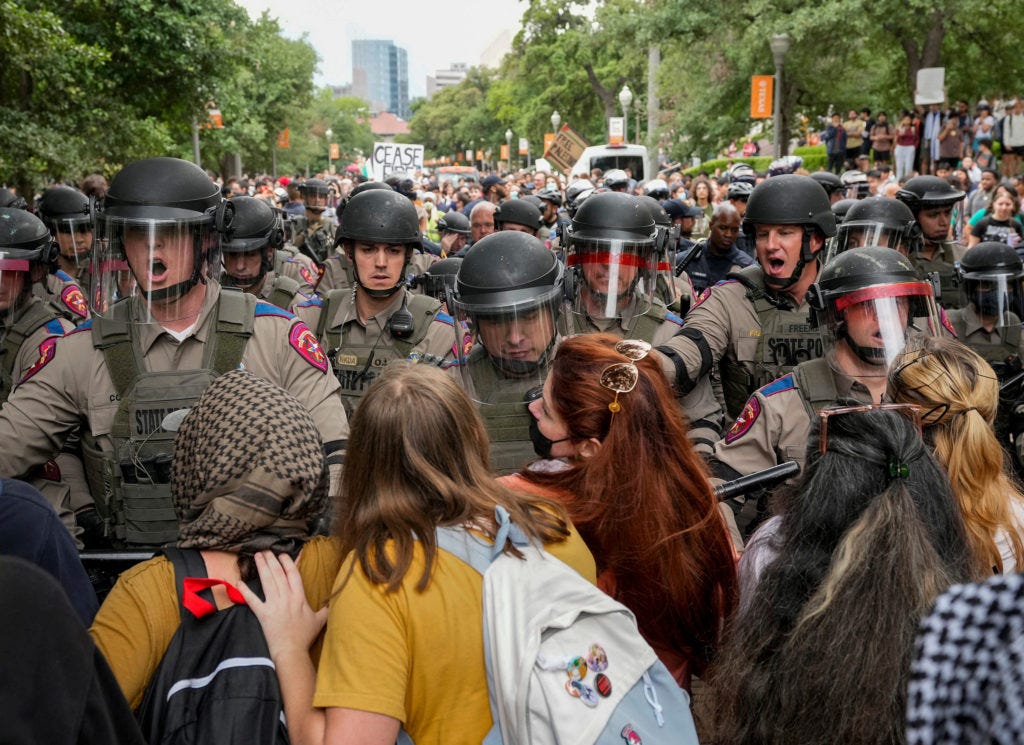 Police tangle with students in Texas and California as wave of campus  protest against Gaza war grows | PBS NewsHour