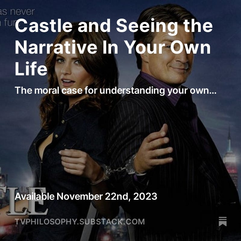 Castle and Seeing the Narrative in Your Own Life starring Nathan Fillion, Stana Katic, Susan Sullivan, Jon Huertas and Molly Quinn. To be released next week.