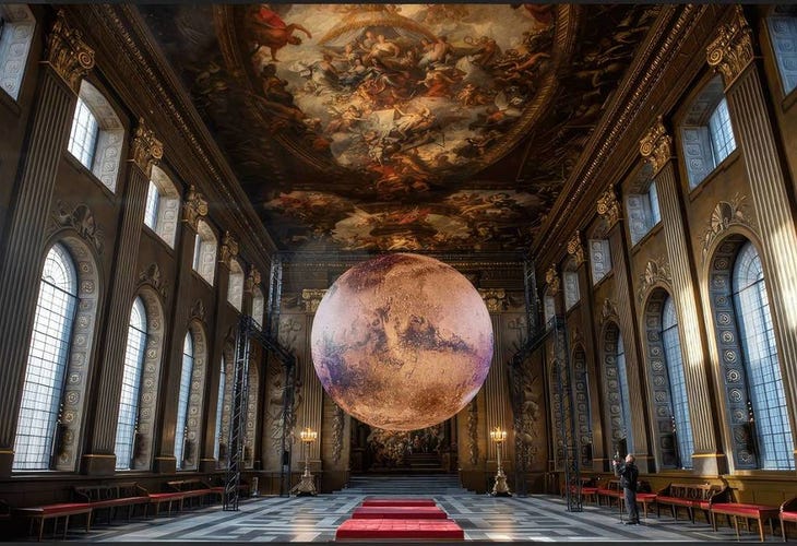 A huge sculpture of Mars in Greenwich's Painted Hall