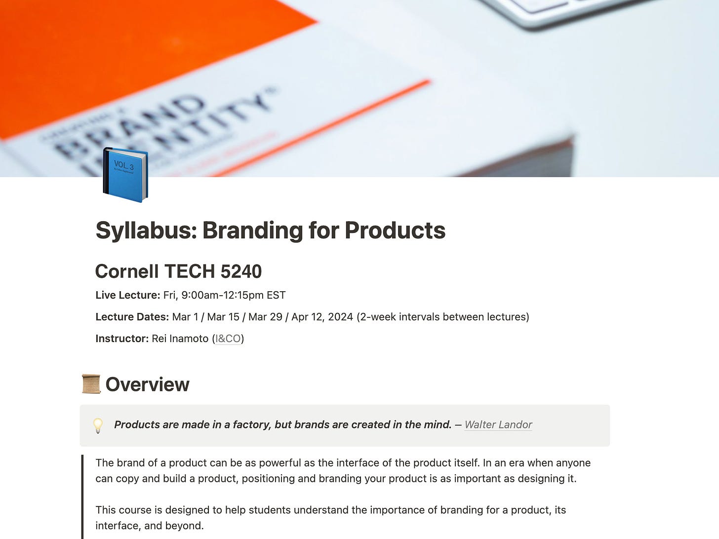 Syllabus for my course “Branding for Products”