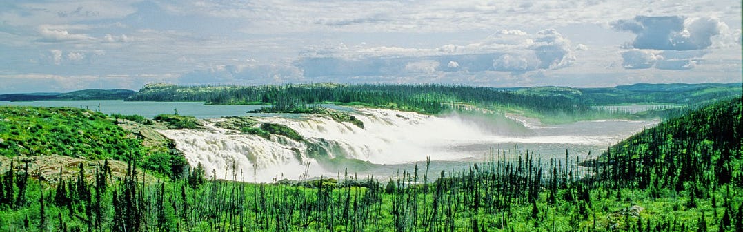 Great Whale River going over large waterfall