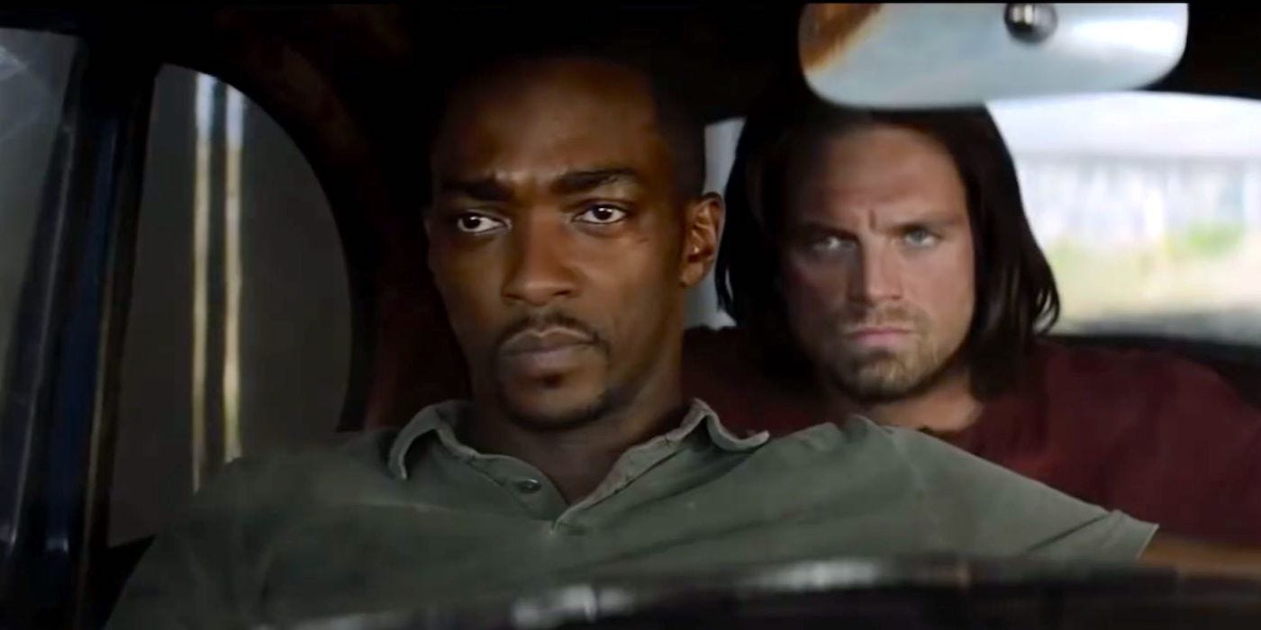 Sam &amp; Bucky in the VW waiting for Steve in Civil War