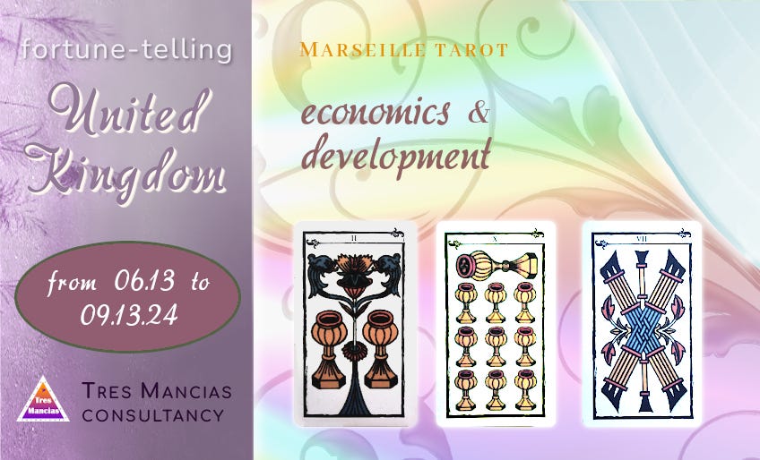 Marseille Tarot for United Kingdom (from 06.13 to 09.13.24). Fortune-telling and forecasting in Tres Mancias Consultancy.