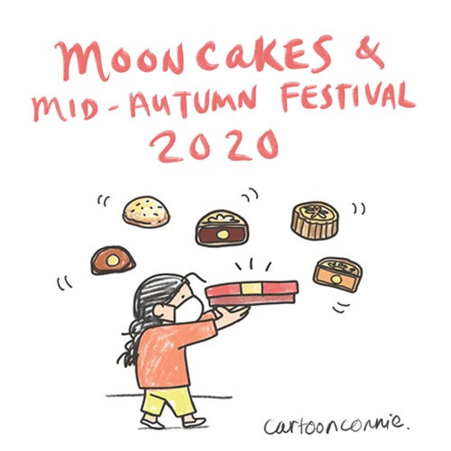 Mid-Autumn Mooncakes 2020 mid-autumn festival, journal comic, sketchbook, drawing, mooncakes, illustration, connie sun, cartoonconnie