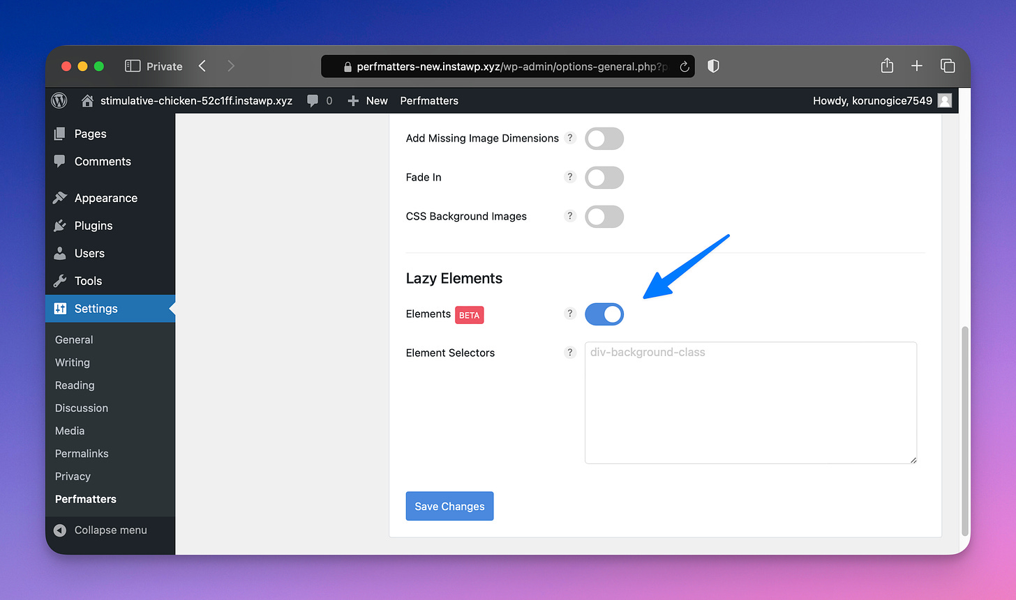 Lazy load elements in WordPress