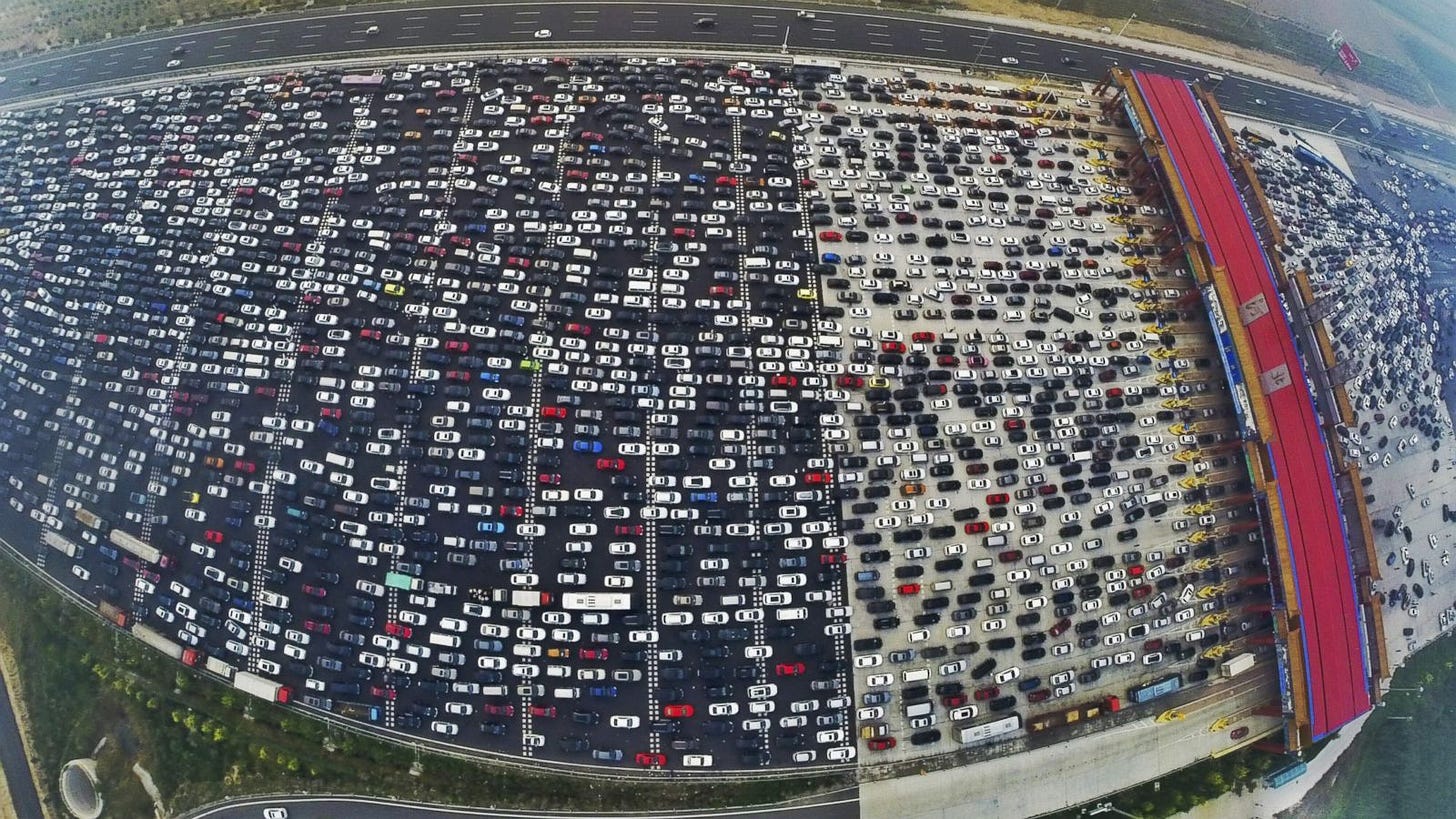 Thousands of Cars Stuck in Beijing Traffic Jam on 50-Lane Highway - ABC News