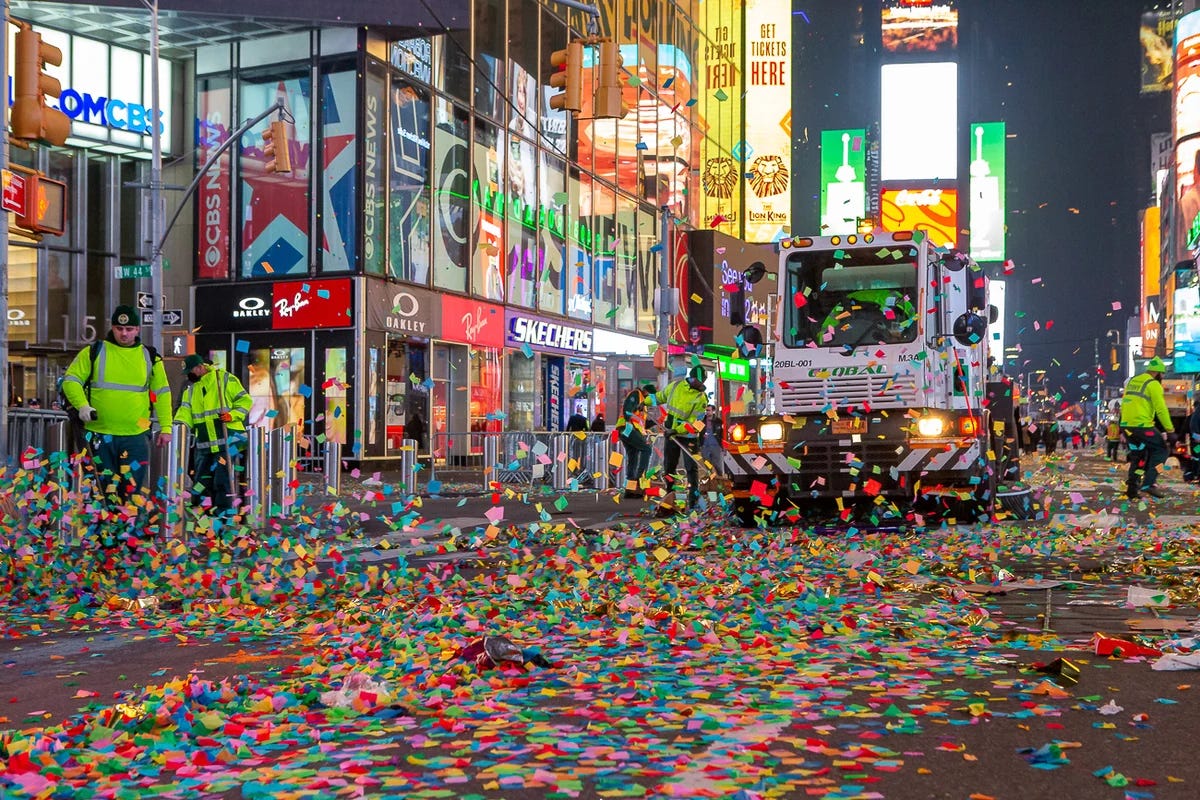 Another NYC New Year's tradition: Confetti cleanup in Times Square -  Gothamist