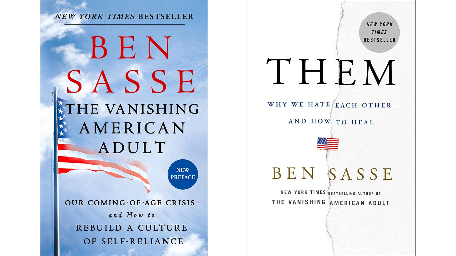 Side-by-side photos of two books by Ben Sasse