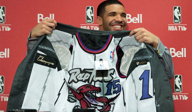 PHOTO: Drake has a Vince Carter Raptors jersey lining in his jacket -  CBSSports.com