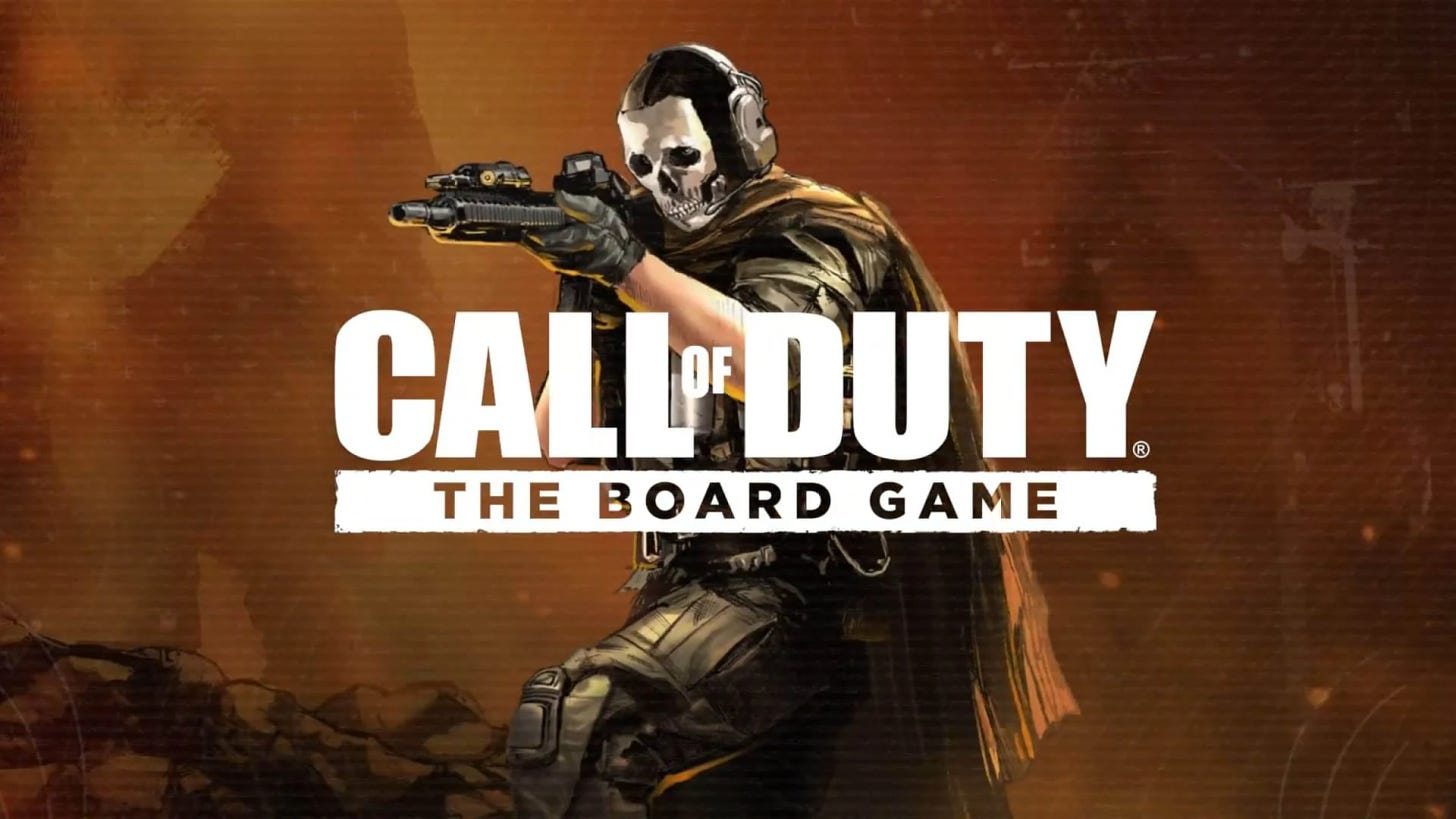 Ghost holding a rifle in the Call of Duty board game