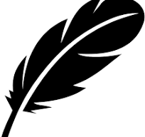 A black feather with white lines

Description automatically generated