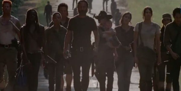 the walking dead gang trailed by walkers ep 10 them images 2015