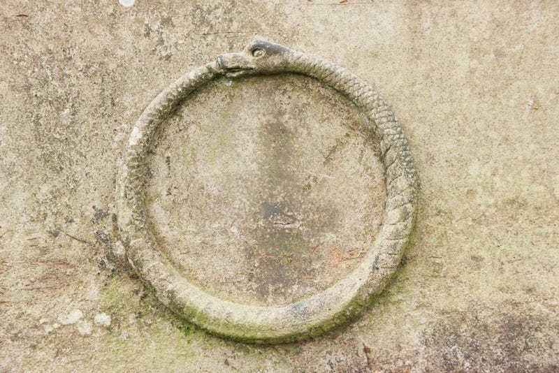 Ouroboros carved in stone, he hasn't consumed himself to nothing, he will be reborn. What will I do?