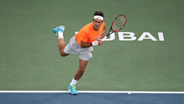 roger federer serves to borna boric dubai tennis semis 2015