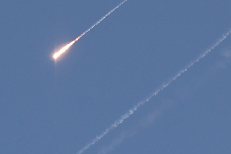 Rocket launching with contrail.